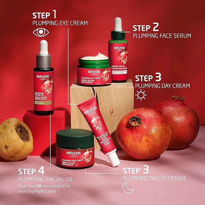 Weleda Face Care Plumping Day Cream, 1.3 Fluid Ounce, Plant Rich Moisturizer with Pomegranate and Maca Root Peptides