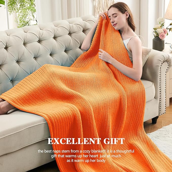 L'AGRATY Knitted Weighted Blanket - 48"x72" 20lbs Cooling Chunky Knit Heavy Blanket for Adults Braided Crochet Throw Thick Cable Yarn Knit Decorative No Beads Evenly Weighted Machine Washable