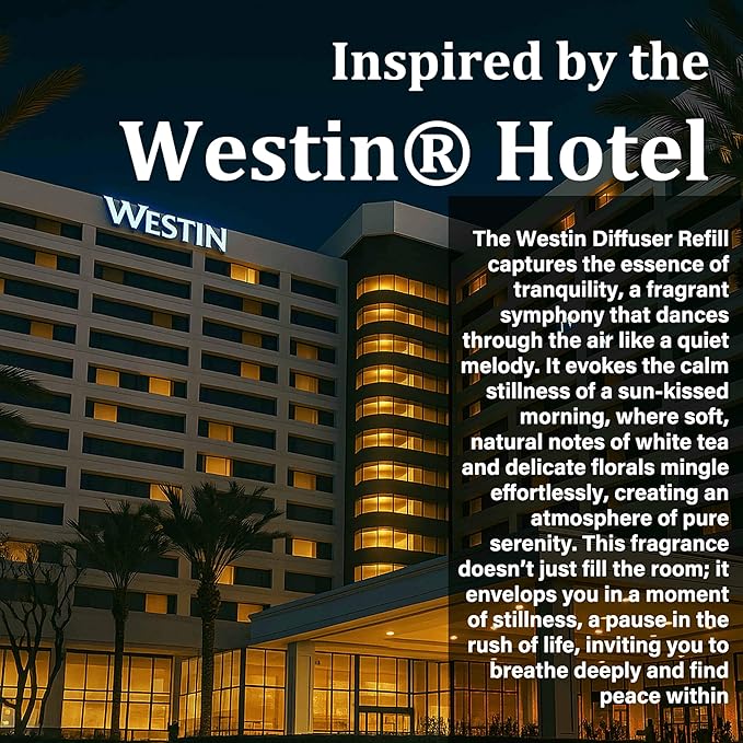 Hotel Collection Diffuser Oil, Westin Inspired Essential Oils for Waterless, Cold Air, Ultrasonic & Reed Diffusers, HVAC, Long-Lasting White Tea Fragrance for Home, Office, Spa - 3.38fl oz/100ml