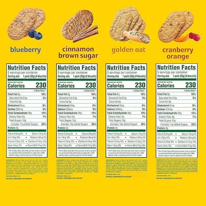 belVita Breakfast Bars Biscuits Variety Pack, 4 Flavors, 30 Total Packs, 6 Boxes (4 Biscuits Per Pack)