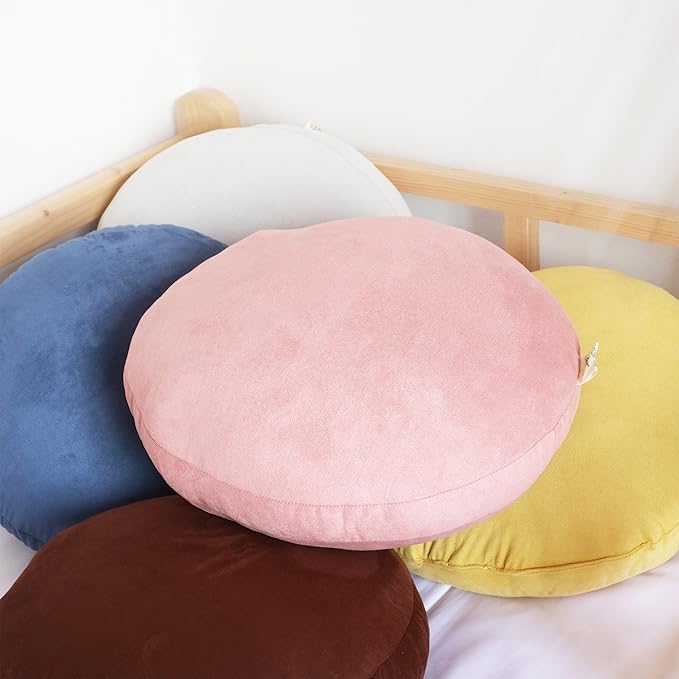 Taro Pink Round Throw Pillow 16x16 Down-like Polyester Filling Super Soft Cushion Ultra Fluffy Feather-like Touching Decor Round Floor Pillow for Couch Bed Sofa, 1 Piece