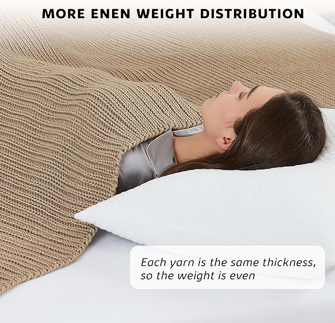 L'AGRATY Knitted Weighted Blanket - 60"x80" 15lbs Cooling Chunky Knit Heavy Blanket for Adults Braided Crochet Throw Thick Cable Yarn Knit Decorative No Beads Evenly Weighted Machine Washable