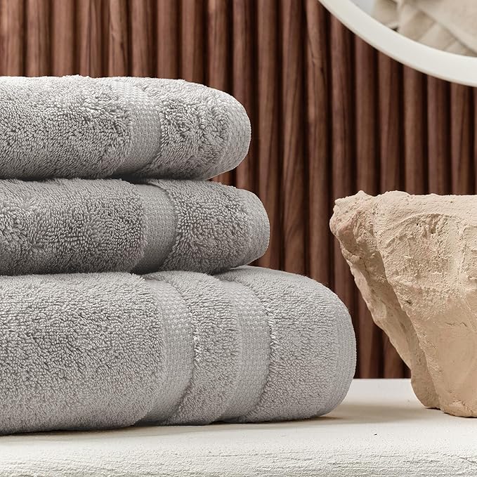 SOFE H&L | Olea Luxury Cotton Turkish Bath Towels Set of 4 Cool Gray | Premium, Soft, Durable, Absorbent | Hotel Quality Plush Towels and Thick Towel Sets