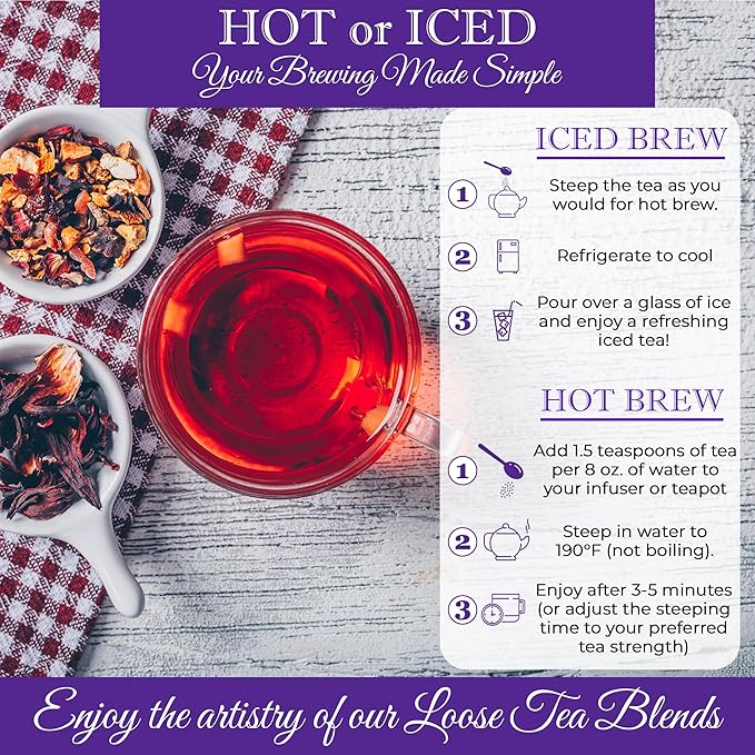 Bellasia Tea Cherry Jubilee for Kids Using Real Fruit Pieces - Caffeine Free Herbal Tea with Real Ingredients & Balanced Flavor- Add Loose Leaf Tea to Your Child’s Routine for A Fun & Tasty Drink