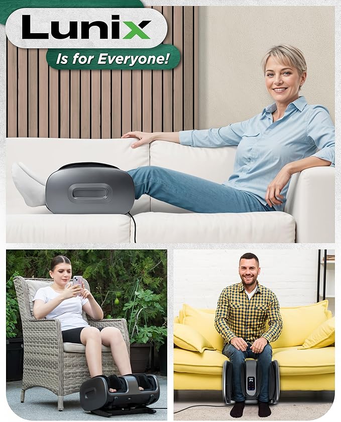 Lunix LX20 Foot Massager for Pain Relief and Circulation, Foot and Calf Shiatsu Massager for Plantar Fasciitis and Neuropathy with Heat, Ankle Therapy Device
