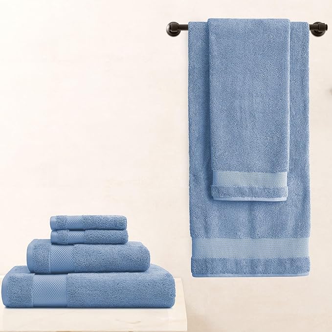 BIOWEAVES 100% Organic Cotton 700 GSM Plush Washcloths 13" x 13" GOTS Certified - Cerulean Blue, Pack of 12