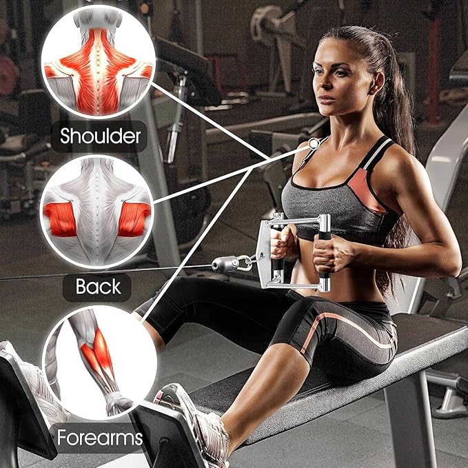 Yes4All Cable Machine Attachment, Double D Hanlde & Tricep Rope Cable Attachment, Weight Machine Accessories Load 880 LB for Home Gym