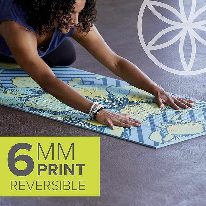 Gaiam Yoga Mat - Premium 6mm Print Reversible Extra Thick Non Slip Exercise & Fitness Mat for All Types of Yoga, Pilates & Floor Workouts (68" x 24" x 6mm Thick)