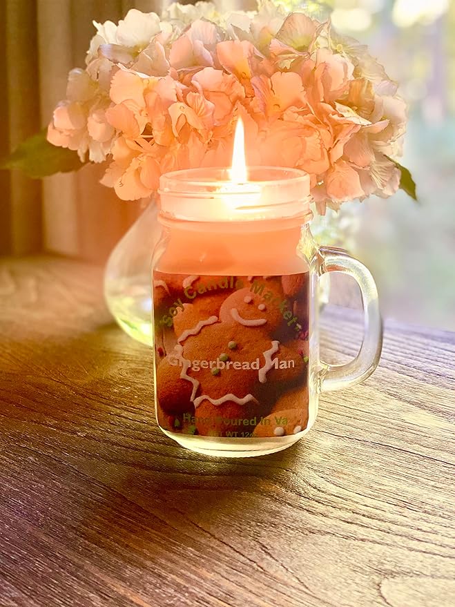 Soy Scented Candles | Handmade & Highly Aromatic Candles Burns Upto 85 Hours in Glass Jar - Perfect for Home Decor, Wedding, Birthday, Dinner (Gingerbread Man, 12 oz)