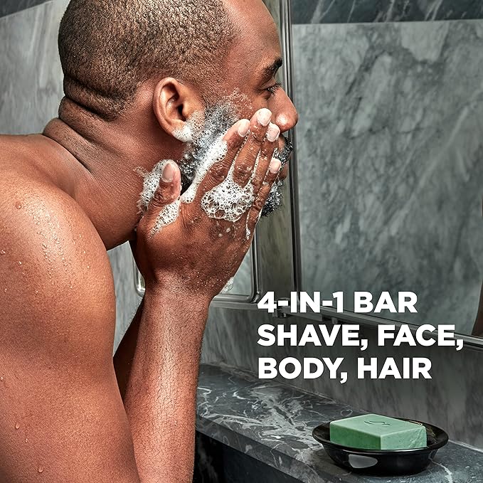 DOVE MEN + CARE Plant-Powered Natural Essential Oil Bar Soap Reinvigorating Lime + Avocado Oil to Clean and Hydrate Mens Skin 4-in-1 Bar Soap for Men's Body, Hair, Face and Shave. 5 oz, 4 Count