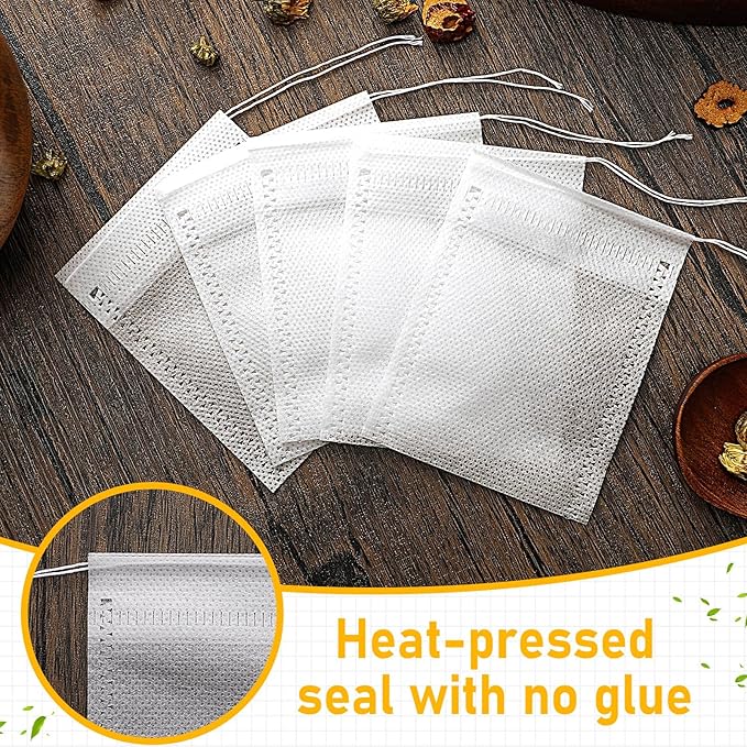 1000 Pcs Disposable Tea Bags Bulk for Loose Leaf Tea Drawstring Empty Coffee Sachets Filter Infuser Strainers for Coffee Spice Herbs(2 x 2.76 inches)