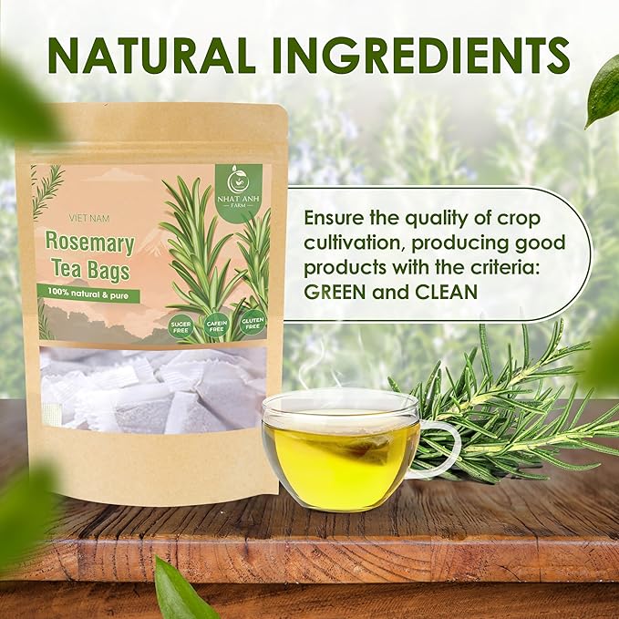 NHAT ANH FARM Premium Rosemary Tea Bags, 40 Count, 100% Natural Dried Rosemary Leaves, Naturally Sweet Herbal Tea, Sugar-Free, Caffeine-Free, No Additives