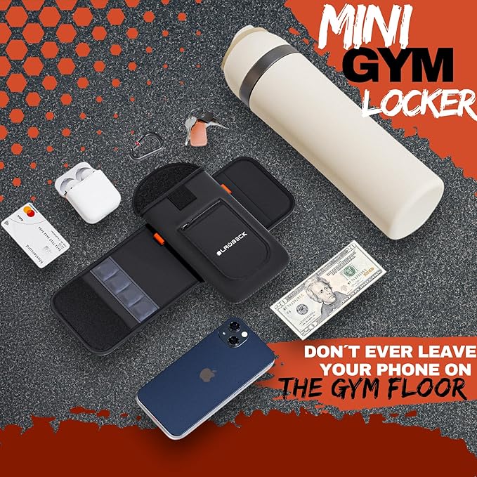 Magnetic Water Bottle Sleeve Bag and Large Pocket Phone Holder for Gym - Black Pouch with 4 Magnets - Attach it to Any Gym Equipment & Golf Carts - Magnetic Bag Mount for Phones - Gym Essentials