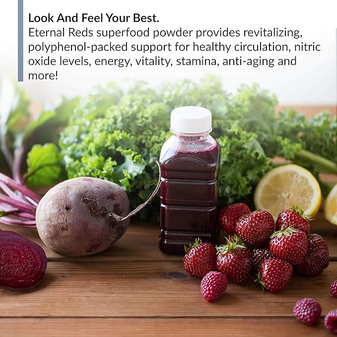 BioTrust Eternal Reds, Red Superfoods Powder, Support for Heart Health and Circulation, Energy, Stamina, No Added Sugar or Caffeine, Naturally Flavored and Sweetened, Berry Flavor (30 Servings)