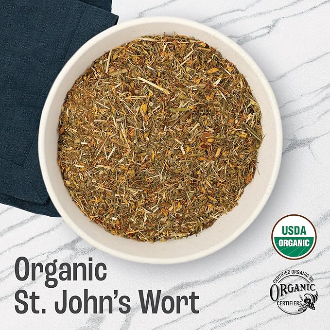 J Mac Botanicals, Organic St John's Wort (16 oz) Hypericum perforatum Loose Leaf Herbal Tea