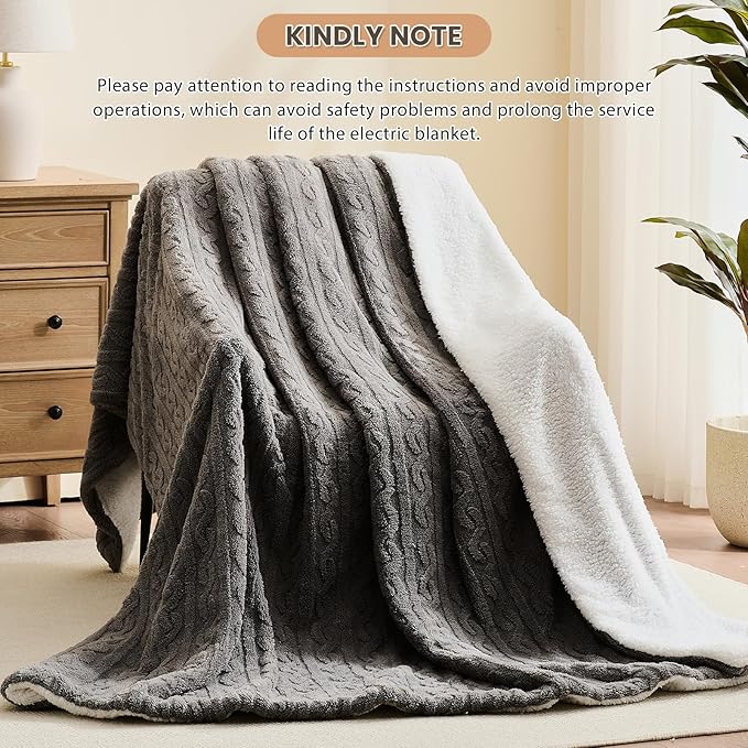 Homemate Electric Heated Blanket Full - 72"x84" Heating Bed Blankets Throw with 10 Heating Levels 8 Hours Auto Off Fast Heating Over-Heated Protection Ultra Soft Warm Flannel ETL Certified