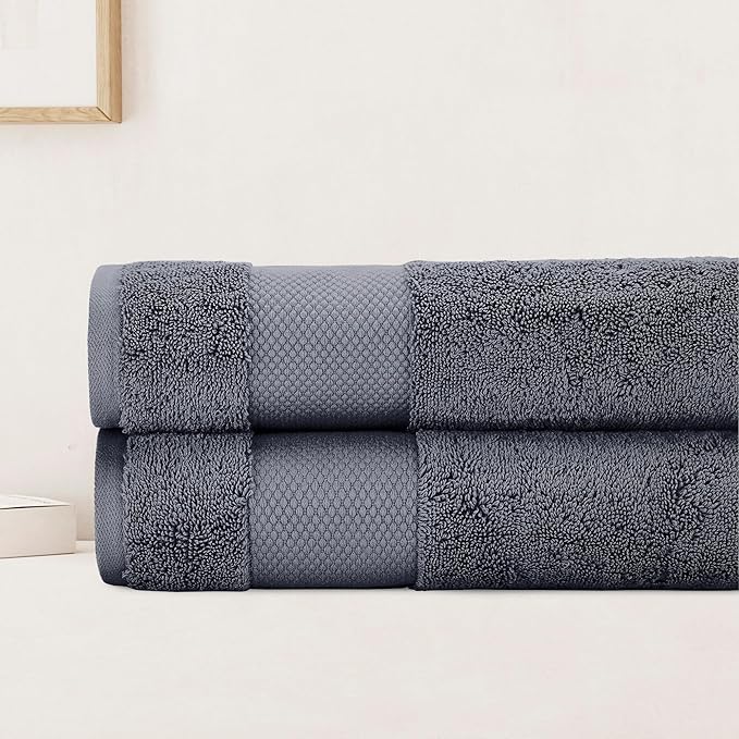 BIOWEAVES 100% Organic Cotton Bath Sheet Set of 2 | Soft Oversized Bath Towels | 700 GSM Premium Bath Towel Sheet Set GOTS Certified - Charcoal