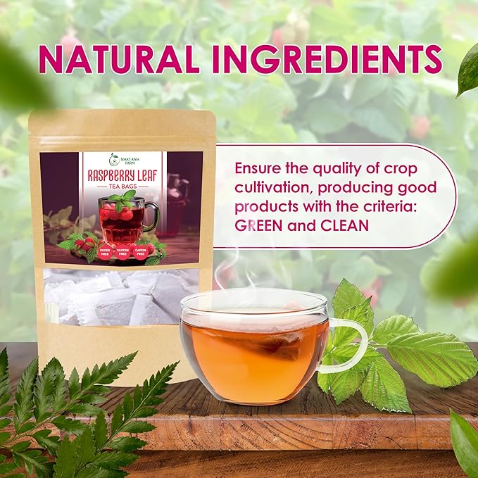 Nhat Anh Farm - Premium Red Raspberry Tea Bags - 40 Dried Red Raspberry Leaf Tea Bags, 100% Natural & Pure Raspberry Leaf, Sugar/Caffeine/Gluten Free. Good For Female Health.