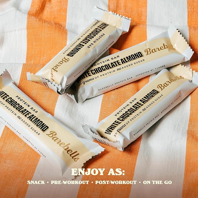 Barebells Protein Bars White Chocolate Almond - 12 Count, Pack of 2 - Protein Snacks with 20g of High Protein - Chocolate Protein Bar with 1g of Total Sugars - On The Go Protein Snack & Breakfast Bars