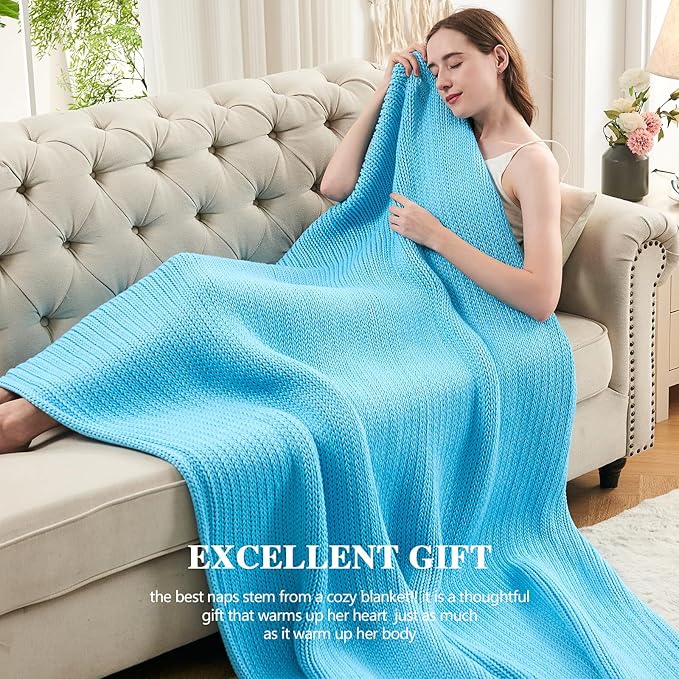 L'AGRATY Knitted Weighted Blanket - 48"x72" 20lbs Cooling Chunky Knit Heavy Blanket for Adults Braided Crochet Throw Thick Cable Yarn Knit Decorative No Beads Evenly Weighted Machine Washable