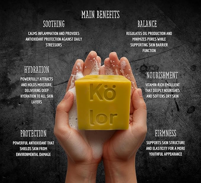 Kojic & Turmeric All-in-One Face & Body Unisex Bar – 40+ Ingredient Complex with Vitamin C, E, B3, Retinol, Hyaluronic/Glycolic/Salicylic Acid & B-Carotene for Cleansing and Beautifying Skin (10.6 oz)