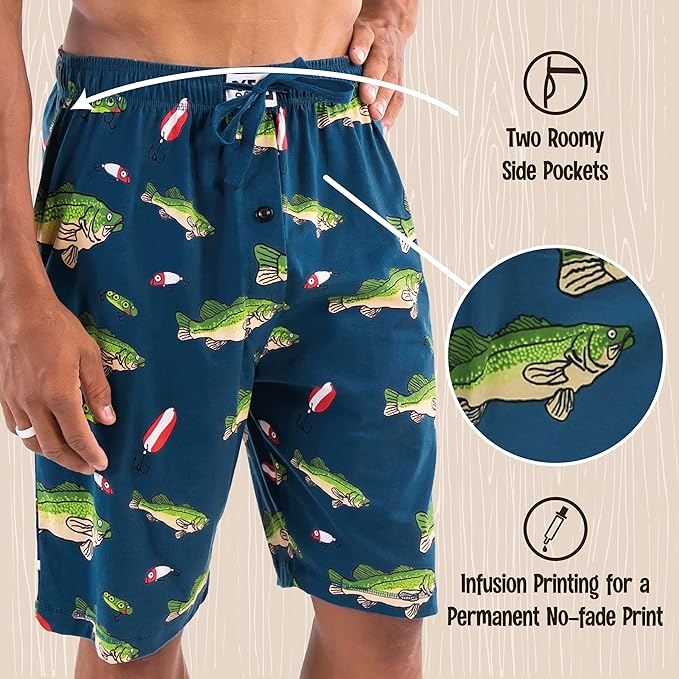 Lazy One Pajama Shorts for Men, Men's Pajama Bottoms, Sleepwear