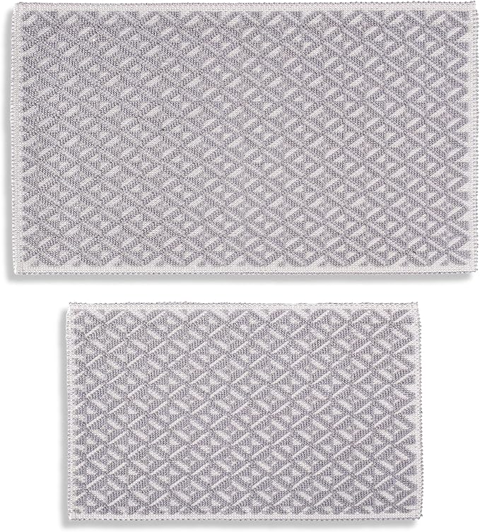 Bathroom Rugs 100% Cotton (Set of 2) – Absorbent Turkish Bath Mat Sets – Washable Rug for Floor & Tub – Non–Slip Bath Mats for Bathroom – Quick Dry Mat – 16x24 and 20x32 – Grey