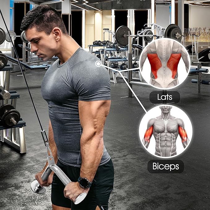 Yes4All Cable Machine Attachment, Double D Hanlde & Tricep Rope Cable Attachment, Weight Machine Accessories Load 880 LB for Home Gym