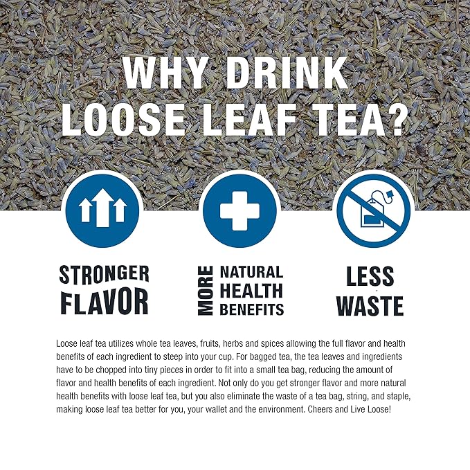 Tiesta Tea - Dried Organic Lavender Flower, Loose Leaf, Premium Non-Caffeinated Blend, Make Hot or Iced, Raw Edible Lavender Buds, Rich Flavors, 8oz Resealable Bulk Pouch