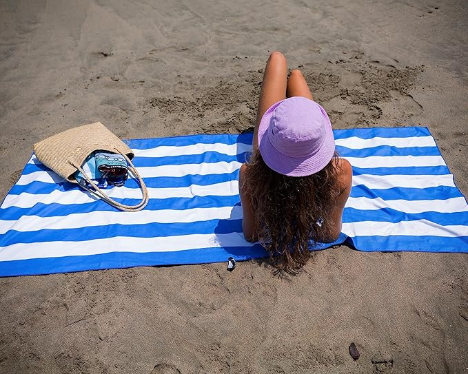 Quick Dry Towel Extra Large 78x35 Inch - Microfiber Beach Towel - Perfect for Beach, Travel, Swimming, Pool, Yoga, Hiking, Camping - Lightweight, Fast Drying, Compact for Adults (Cabana Blue)
