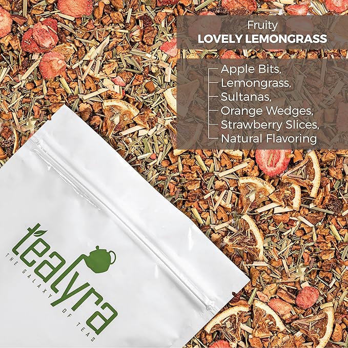 Tealyra - Lovely Lemongrass - Strawberry - Orange - Fruity Herbal Loose Leaf Tea - Hot and Iced Drink - Vitamins and Antioxidants Rich - Caffeine Free - All Natural - 112g (4-ounce)