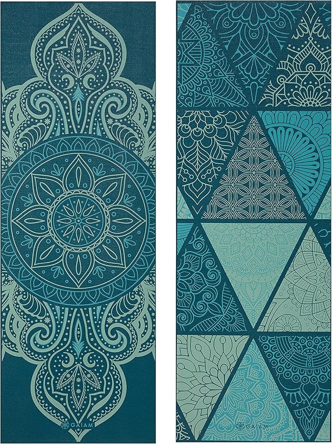 Gaiam Yoga Mat - Premium 6mm Print Reversible Extra Thick Non Slip Exercise & Fitness Mat for All Types of Yoga, Pilates & Floor Workouts (68" x 24" x 6mm Thick)
