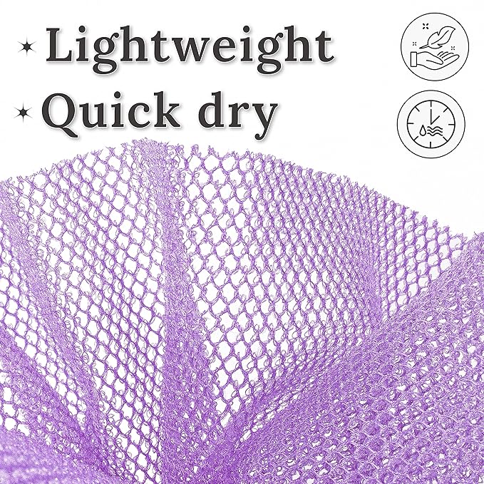 myHomeBody African Net Sponge, African Bath Sponge, Body Exfoliator Scrubber, Bath Washcloths, Exfoliating Net, Shower Back Scrubber, Set of 3, Dark Blue, Purple, Black