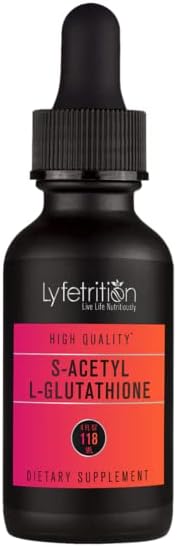 Lyfetrition S-Acetyl L-Glutathione 98mg, 4 Oz Liquid, 220 Servings, Made in USA, Quick Absorption, Quality Potent Ingredients, Third-Party Tested, Non-GMO, GMP Certified, Cruelty-Free Products