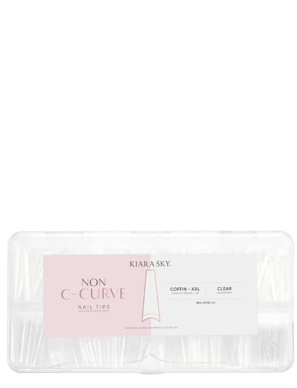 Kiara sky Nail Tips | Non C-Curve Coffin Clear | 500 pieces | XXL Length | 10 Sizes