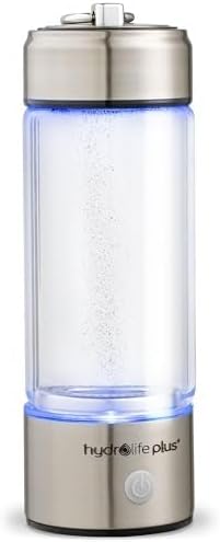 Lifepro HydroLife Plus Alkaline + Hydrogen Water Bottle Generator – SPE/PEM Technology with Water Ionizer Filter – Portable Rechargeable Glass Bottle for Daily Wellness – 420ml Capacity