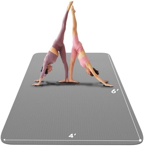 FrenzyBird Large Yoga Mat 6'x 4'（72”x 48”）—1/4" &1/3" Extra Wide Exercise Mat 183cm x 122cm Large Exercise Mat Big Home Yoga Mat Pilates Mat,Non Slip,Thick,TPE Workout Mat,for Women & Men, Yoga, Pilates, Gym and Floor Workouts Pilates