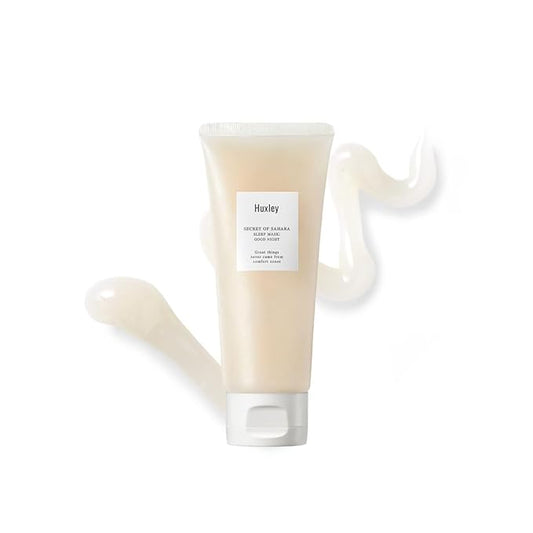 Huxley Secret of Sahara Sleep Mask, Hydrating Overnight Face Mask for Dry and Dull Skin, Korean Skincare with Cactus Extract and Cica, Barrier Support, Non-Sticky Gel-Cream, 4.23 oz