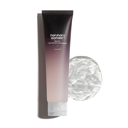 HARUHARU wonder Black Rice Triple AHA Gentle Cleansing Gel 3.38 fl oz, Hydrating Cleansing gel, Gentle exfoliating, Vegan, Travel essentials, Korean Skincare