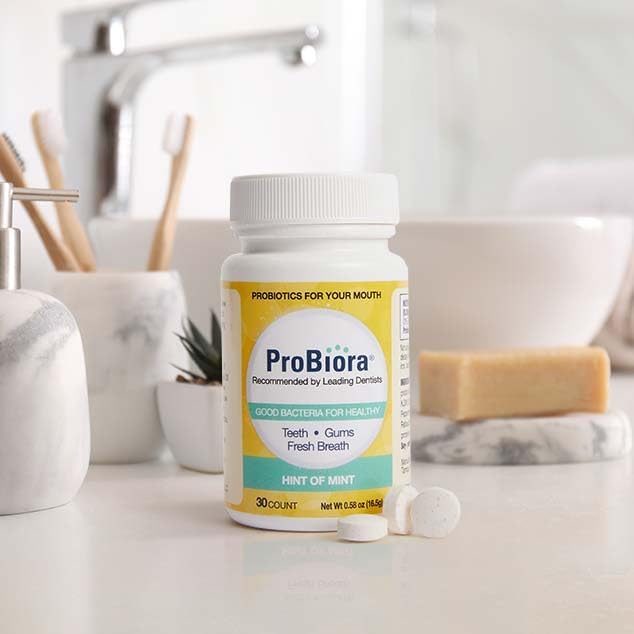 ProBiora Oral-Care Chewable Probiotic Tablets | Probiotic Supplement for Women & Men | Healthier Teeth & Gums | Fresher Breath | Whiter Teeth | Better Overall Health | 30 Count | Pack of 3 | Mint