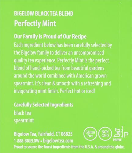 Bigelow Tea Perfectly Mint Black Tea, Caffeinated, 20 Total Tea Bags
