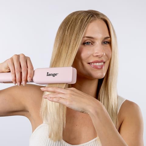 L'ANGE HAIR Le Titane Titanium Flat Iron | Hair Straightener with Curved Edges for Versatile Styling | Dual Voltage Flat Iron with Infrared Heat & Adjustable Temperature | 1.25" Blush