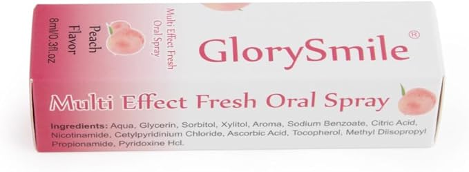GlorySmile Oral Breath Spray 3 Bottles Fresh Mouth Spray for Bad Breath, Sugar-Free Fresheners for Adults, 3 flavors: Peach, Lime, and Peppermint