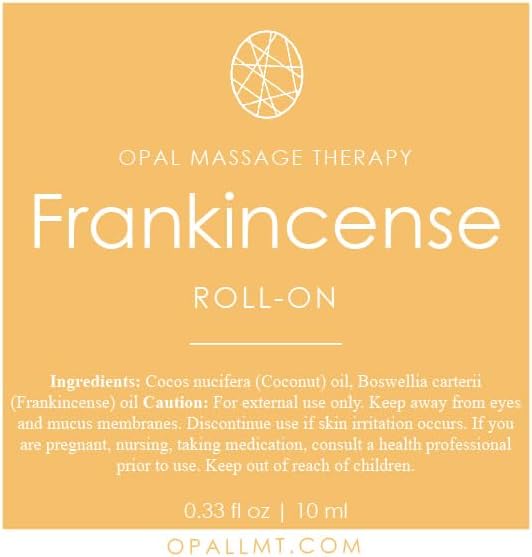Premium Essential Oil Roll On Opal Massage Therapy 100% Natural & Pure 10 ML Roll On, Keep it Simple, Keep it Natural and Enjoy The Benefits (Frankincense)