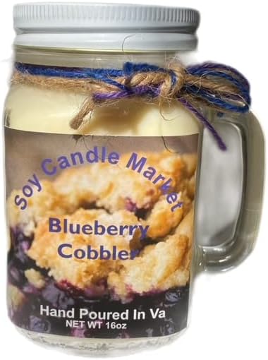Soy Scented Candles | Handmade & Highly Aromatic Candles Burns Upto 85 Hours in Glass Jar - Perfect for Home Decor, Wedding, Birthday, Dinner (Blueberry Cobbler, 12 oz)
