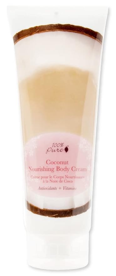 100% PURE Nourishing Body Cream Coconut Lotion Luxurious Dry Skin Hydration & Replenishment, Natural Anti-Aging Moisturizer & Skincare for All Skin Types Women & Men - Vegan - 8 oz