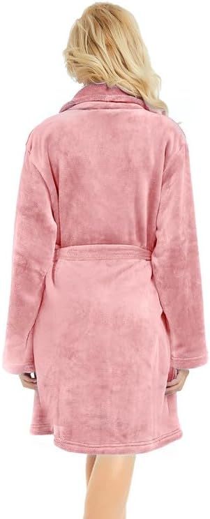 U2SKIIN Women Fleece Robe, Short Cozy Plush Robes for Womens Soft Shawl Collar Warm Spa Bathrobe