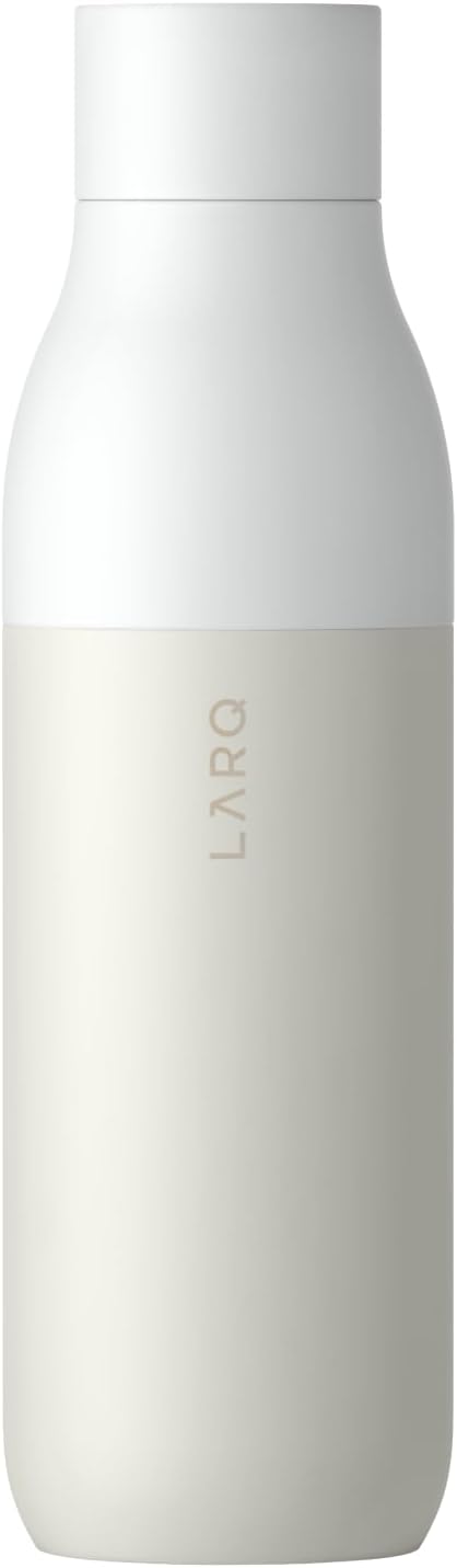 LARQ Bottle PureVis 25 oz - Self-Cleaning and Insulated Stainless Steel Water Bottle with UV Water Purifier and Award-winning Design | Reusable & Travel Friendly, Granite White