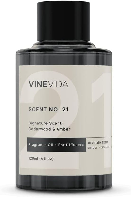 VINEVIDA [4 Fl Oz] Cedarwood & Amber Fragrance Oil for Cold Air Diffusers, Fall Essential Oils for Diffuser Oil Refill & Air Freshener Room Spray