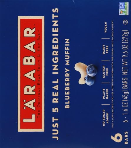 Larabar Blueberry Muffin Fruit and Nut Bars, Gluten Free and Vegan, 9.6 oz, 6 Ct